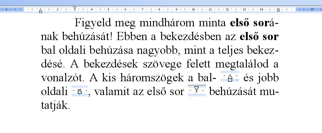 első sor behúzása